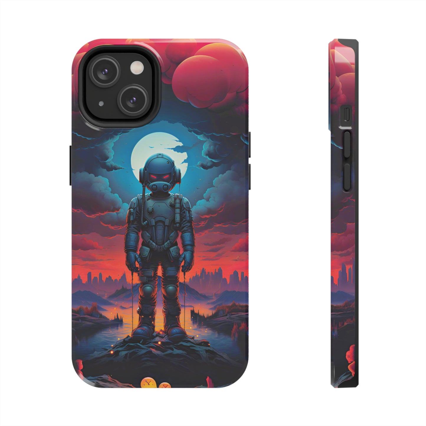 Stellar Sentinel Robot Soldier (iPhone Case 11-15)Guardian of the Galaxy 🌌🤖: Elevate your tech game with our "Stellar Sentinel" phone case, spotlighting a robot soldier, helmeted and vigilant, set against the mesmRimaGallery