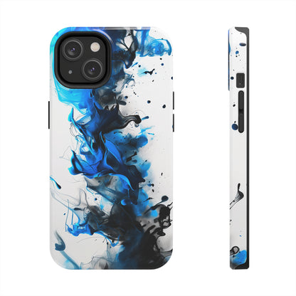Blue Whisper (iPhone Case 11-15)Elevate your iPhone's style with a Blue and black ink abstract design on a white tough case. Sleek, durable protection for models 11-15. Free US shipping.RimaGallery