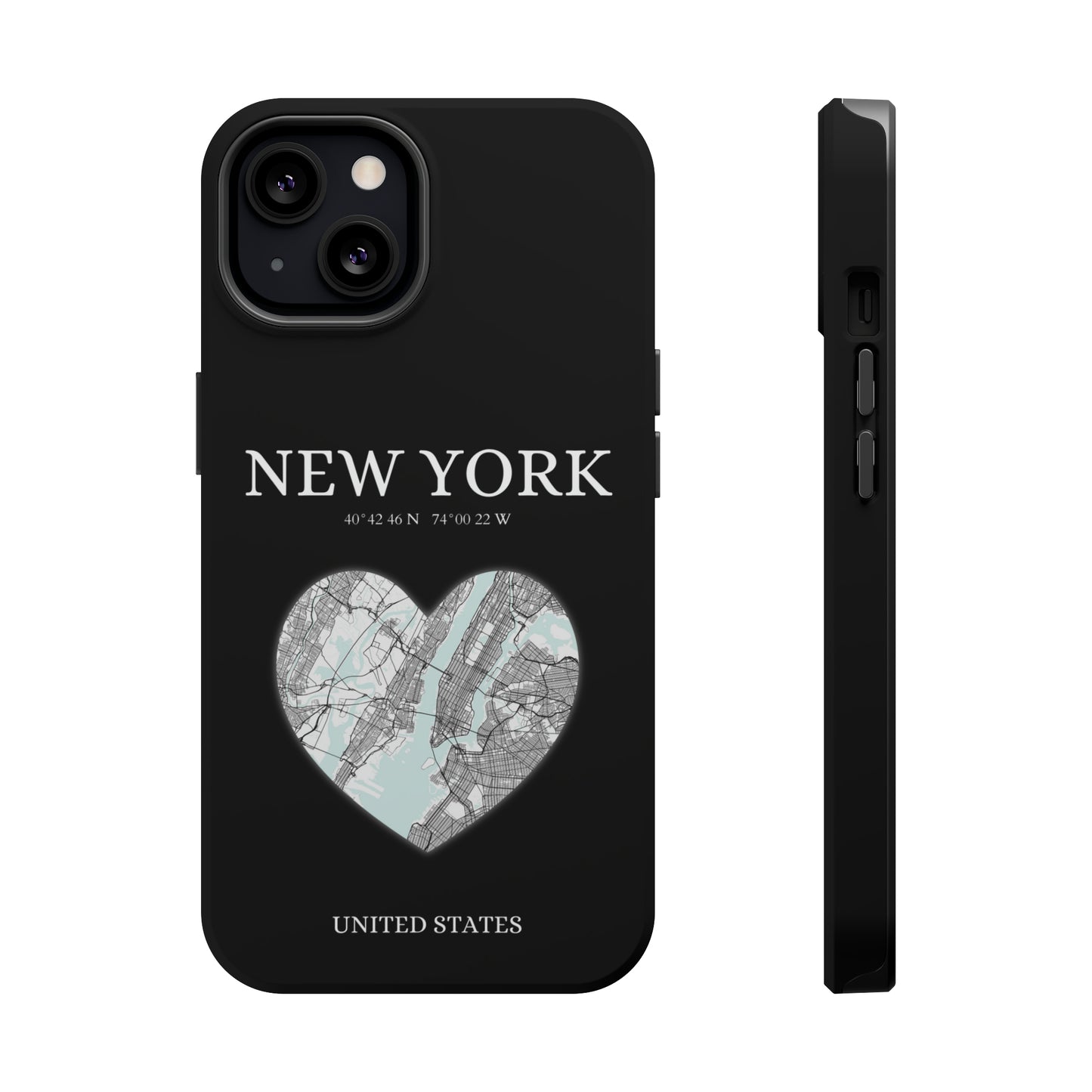 Elevate your iPhone's style with the New York Heartbeat Black MagSafe Case, offering robust protection, MagSafe compatibility, and a choice of matte or glossy finish-York Heartbeat - Black (iPhone MagSafe Case)