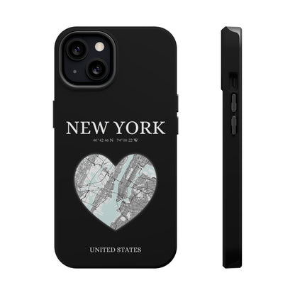 Elevate your iPhone's style with the New York Heartbeat Black MagSafe Case, offering robust protection, MagSafe compatibility, and a choice of matte or glossy finish-York Heartbeat - Black (iPhone MagSafe Case)