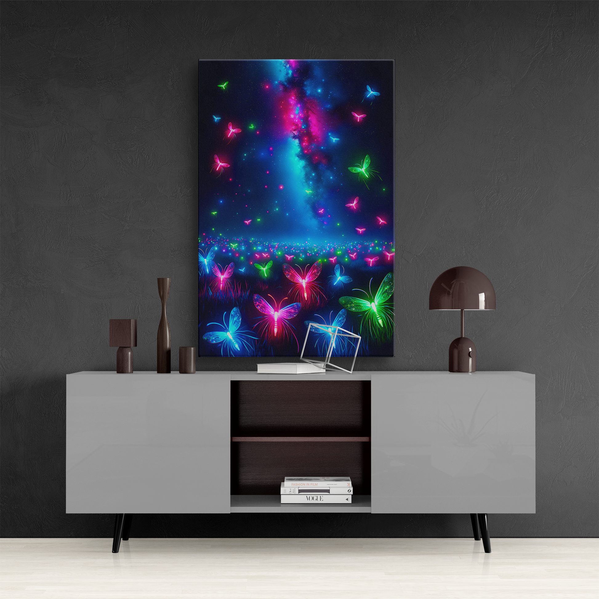 Neon Flutter (Canvas)Neon Flutter (Canvas  Matte finish, stretched, with a depth of 1.25 inches) Elevate your décor with RimaGallery’s responsibly made art canvases. Our eco-friendly matRimaGallery