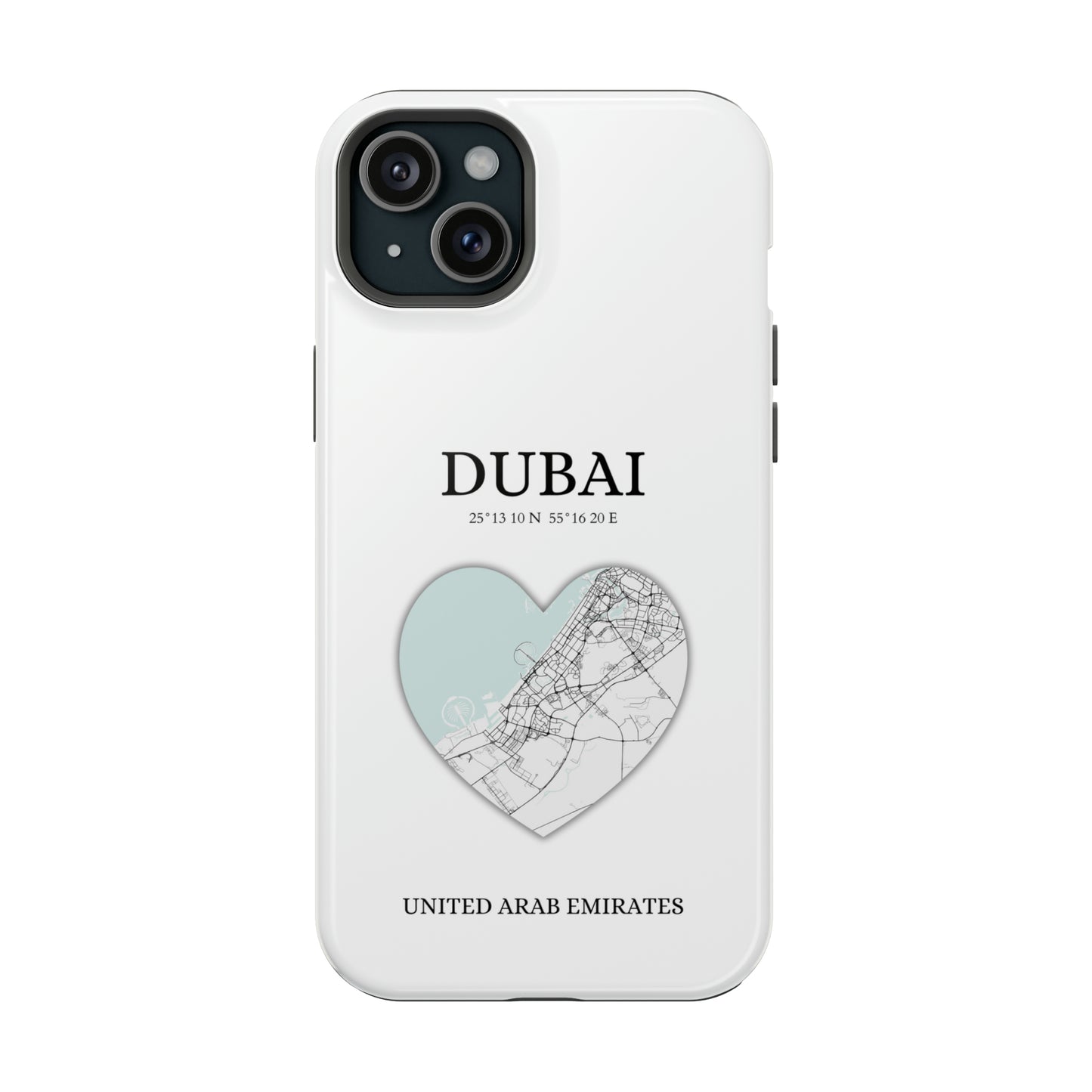 Dubai Heartbeat - White (iPhone MagSafe Case)Celestial Drive Revolutionize your iPhone's look and feel with RIMA Tough Phone Case – ultimate protection meets elegant style for iPhone 11-15. Grab yours now! 🛡️?imaGallery
