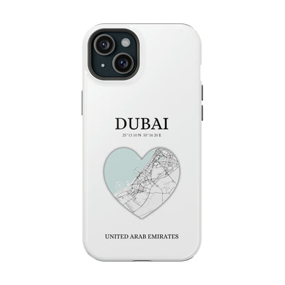 Dubai Heartbeat - White (iPhone MagSafe Case)Celestial Drive Revolutionize your iPhone's look and feel with RIMA Tough Phone Case – ultimate protection meets elegant style for iPhone 11-15. Grab yours now! 🛡️?imaGallery
