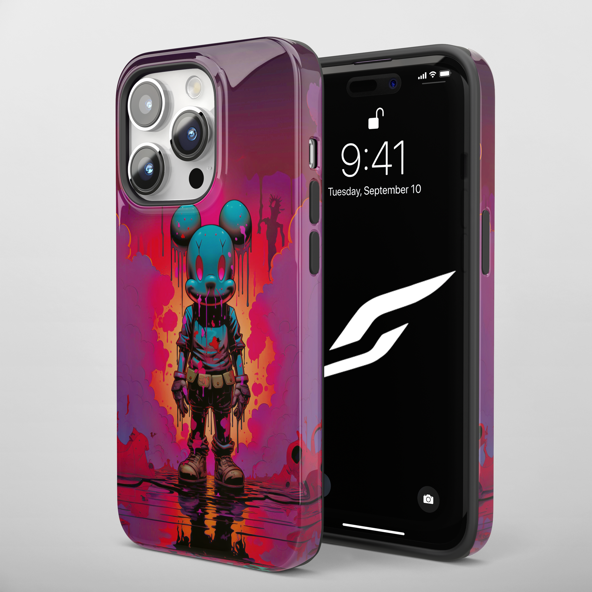 Sunset Whiskers Mousey Adventure (iPhone Case 11-15)Cuteness Overload at Twilight 🌅🐭: Add a sprinkle of whimsy to your day with our "Sunset Whiskers" phone case! An endearing mouse cartoon character, painted with thRimaGallery