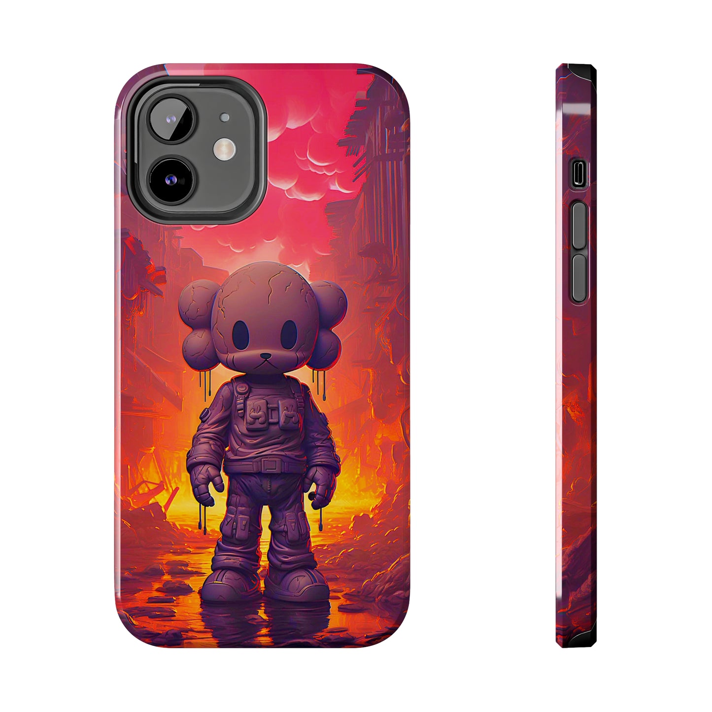 Cuddly Cohort (iPhone Case 11-15)Customize Your World with Unique Art! 🎨 This enchanting "Brave Teddy vs. Robot Apocalypse" design isn't solely for your phone. Dream of showcasing it on a poster, cRimaGallery