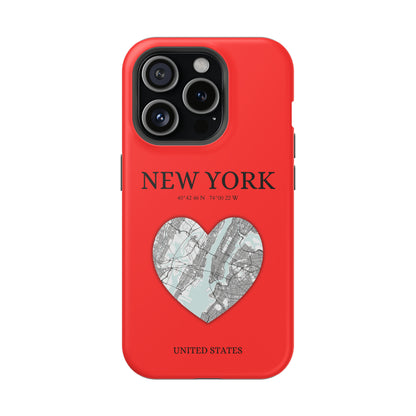 Add a touch of New York to your iPhone with the Red Heartbeat MagSafe Case, offering durable protection, seamless MagSafe compatibility, and a choice between matte o-York Heartbeat - Red (iPhone MagSafe Case)