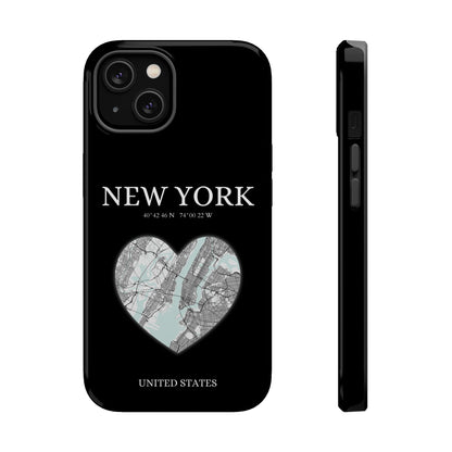 Elevate your iPhone's style with the New York Heartbeat Black MagSafe Case, offering robust protection, MagSafe compatibility, and a choice of matte or glossy finish-York Heartbeat - Black (iPhone MagSafe Case)