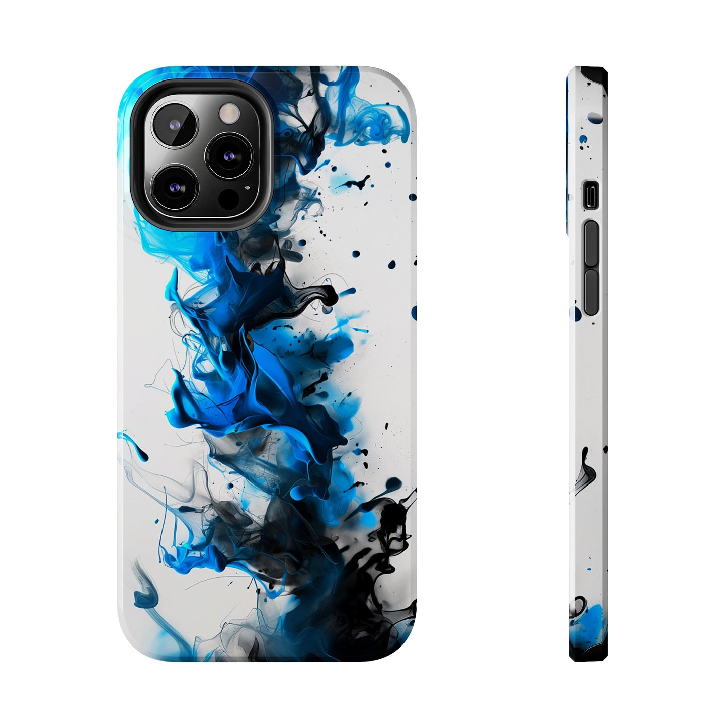 Blue Whisper (iPhone Case 11-15)Elevate your iPhone's style with a Blue and black ink abstract design on a white tough case. Sleek, durable protection for models 11-15. Free US shipping.RimaGallery