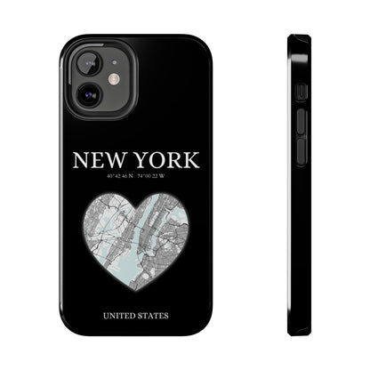Elevate your iPhone with RimaGallery's New York Heartbeat case. Sleek design meets durability for stylish protection. Free US shipping.-York Heartbeat - Black (iPhone Case 11-15)