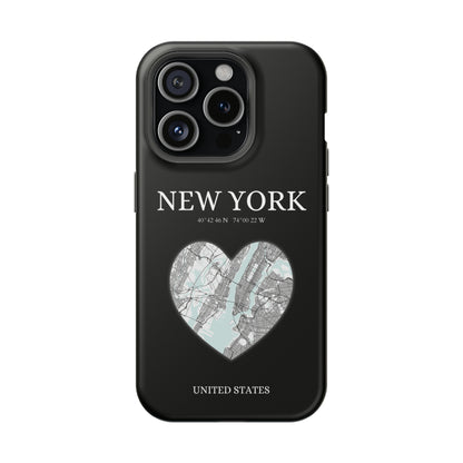Elevate your iPhone's style with the New York Heartbeat Black MagSafe Case, offering robust protection, MagSafe compatibility, and a choice of matte or glossy finish-York Heartbeat - Black (iPhone MagSafe Case)
