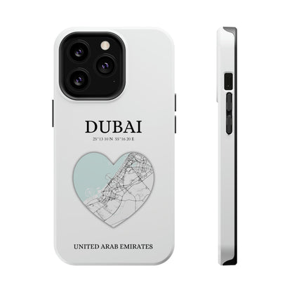Dubai Heartbeat - White (iPhone MagSafe Case)Celestial Drive Revolutionize your iPhone's look and feel with RIMA Tough Phone Case – ultimate protection meets elegant style for iPhone 11-15. Grab yours now! 🛡️?imaGallery
