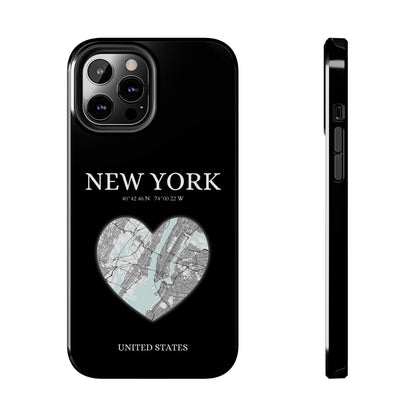 Elevate your iPhone with RimaGallery's New York Heartbeat case. Sleek design meets durability for stylish protection. Free US shipping.-York Heartbeat - Black (iPhone Case 11-15)