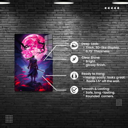 Crimson Moon Warrior (Acrylic)Elevate your space with dazzling acrylic prints of Crimson Moon Warrior from RimaGallery. Our glass-like 1⁄4” acrylic panels feature stunning prints that make an artRimaGallery
