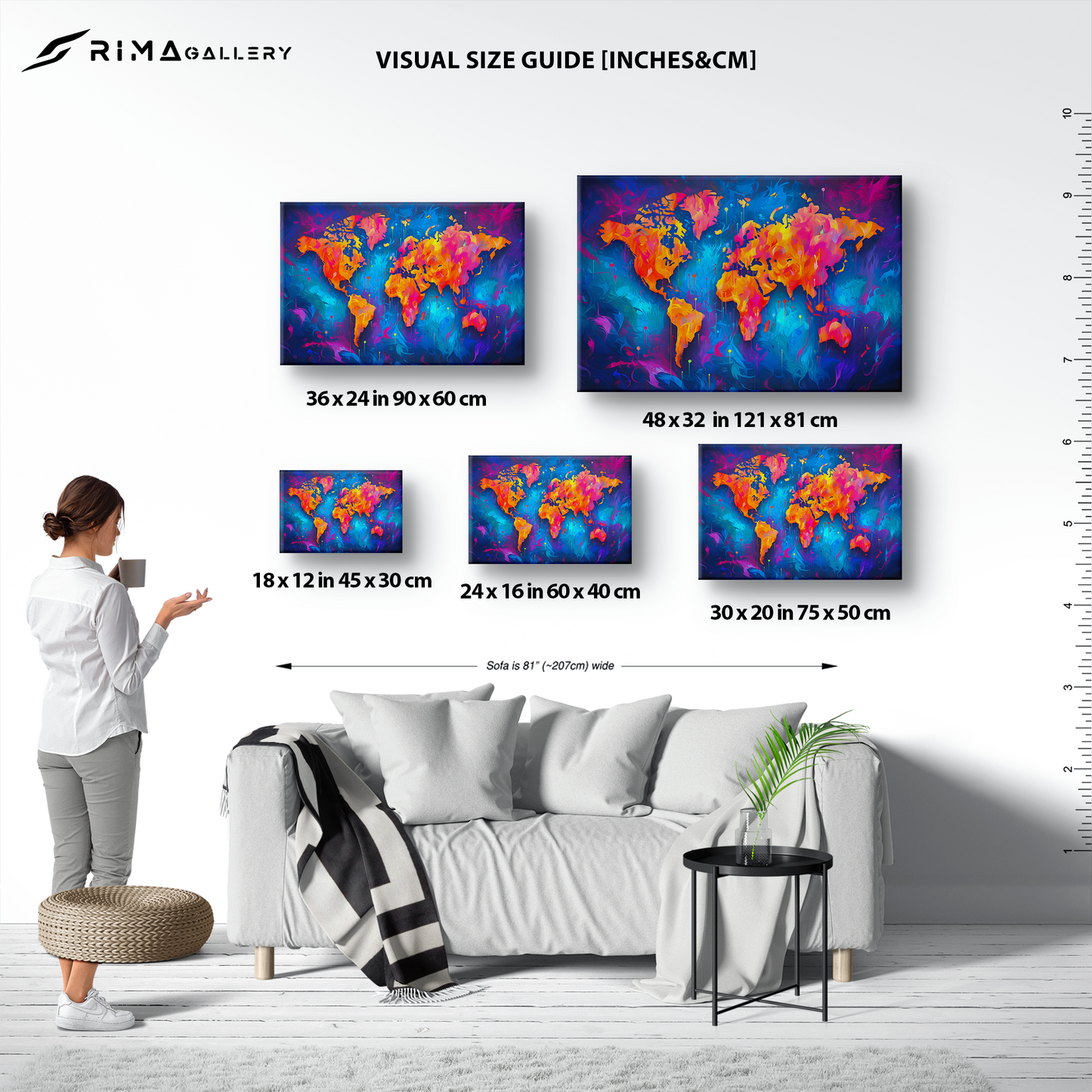 Colorful World Map (Canvas)Colorful World Map (Canvas  Matte finish, stretched, with a depth of 1.25 inches)
Struggling with low-quality canvases? Switch to RimaGallery! Our canvases are more RimaGallery