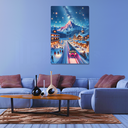 Starry Mountain Eve (Acrylic)Make a statement with Starry Mountain Eve acrylic prints. The 1⁄4" acrylic panel exudes the illusion of a smooth glass surface for vibrant artwork. Pre-installed hanRimaGallery