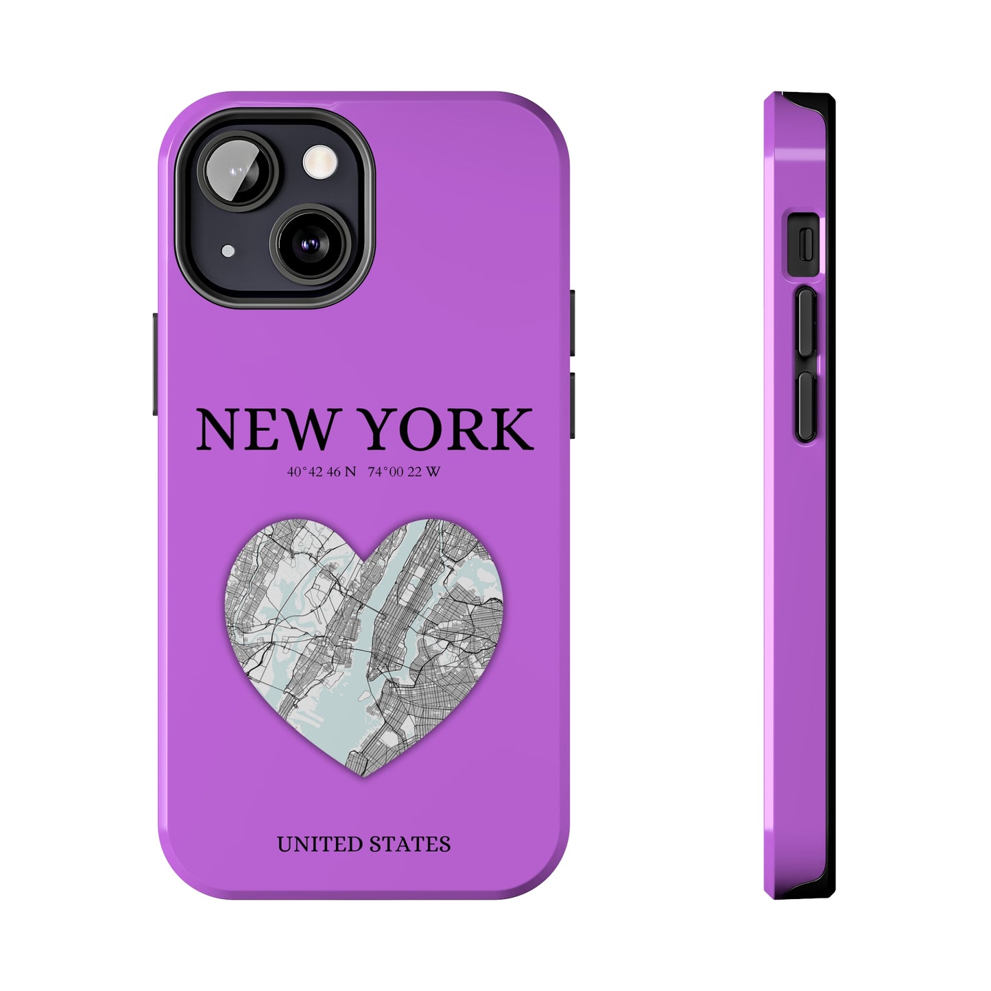 Secure your iPhone 11-15 with RIMA's durable case: Polycarbonate shell, rubber lining for shock absorption, and supports wireless charging-York Heartbeat - Purple (iPhone Case 11-15)