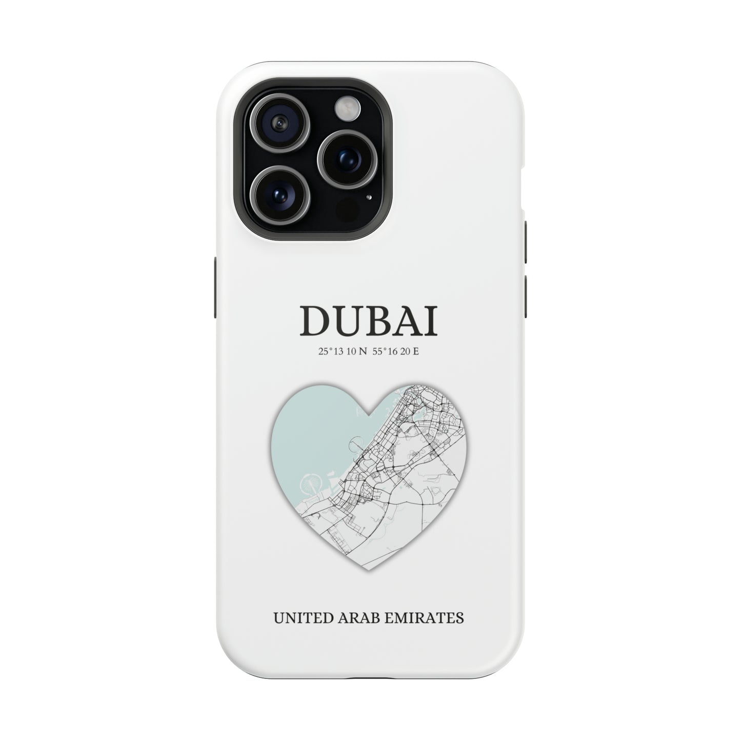 Dubai Heartbeat - White (iPhone MagSafe Case)Celestial Drive Revolutionize your iPhone's look and feel with RIMA Tough Phone Case – ultimate protection meets elegant style for iPhone 11-15. Grab yours now! 🛡️?imaGallery