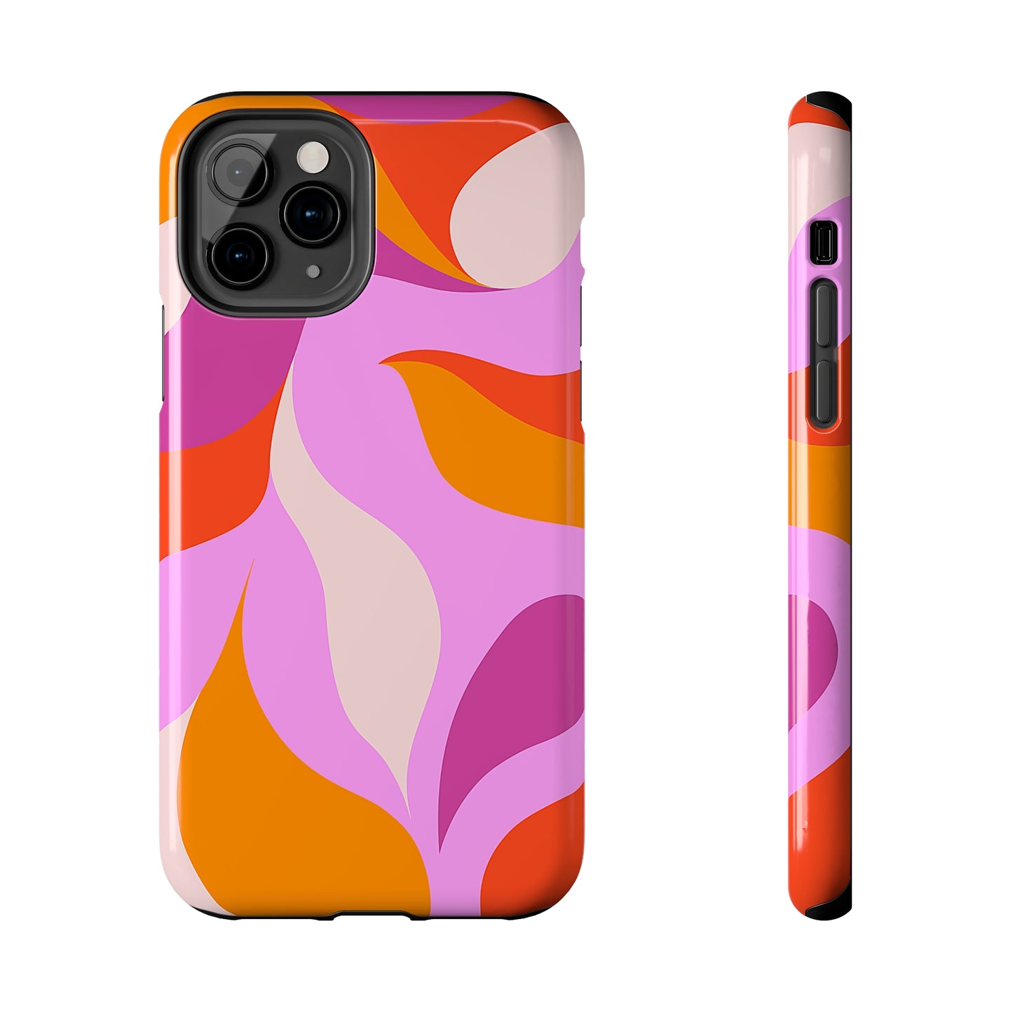 Peachy Swirls (iPhone Case 11-15)Elevate your iPhone's protection and style with RimaGallery's Peachy Swirls design in sunset shades On case, featuring dual-layer defense and a sleek, glossy finish.RimaGallery
