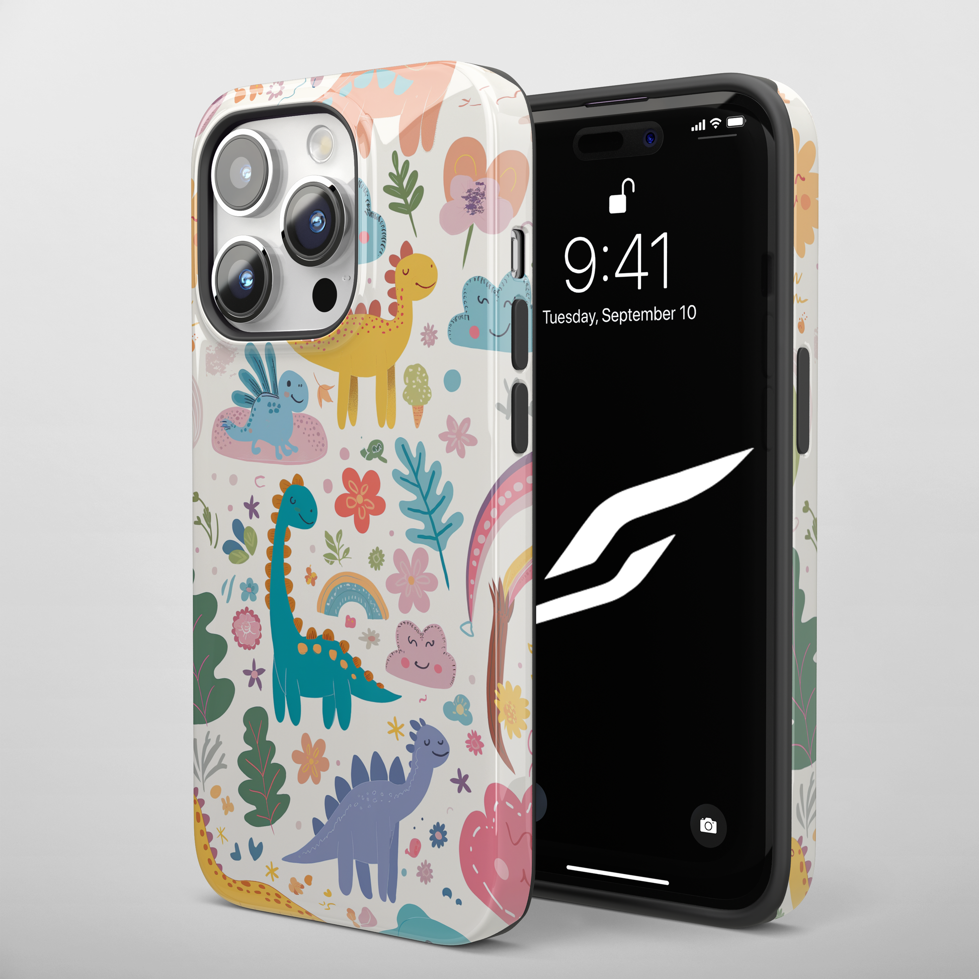 Playful dinosaurs (iPhone Case 11-15)Elevate your iPhone's style with a phone case with dinosaur illustrations and a tough case. Sleek, durable protection for models 11-15. Free US shipping.RimaGallery