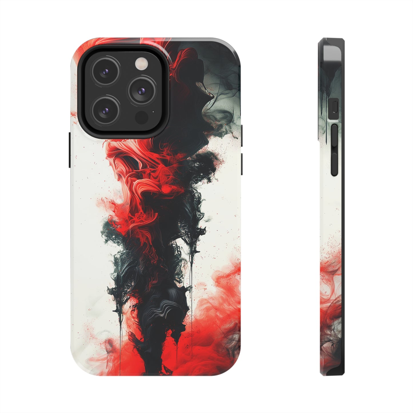Ruby Ripples (iPhone Case 11-15)Elevate your iPhone's style with a Vibrant red ink flows on a tough case against a dark backdrop design. Sleek, durable protection for models 11-15. Free US shippingRimaGallery