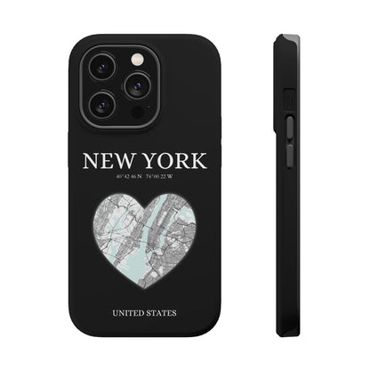 Elevate your iPhone's style with the New York Heartbeat Black MagSafe Case, offering robust protection, MagSafe compatibility, and a choice of matte or glossy finish-York Heartbeat - Black (iPhone MagSafe Case)