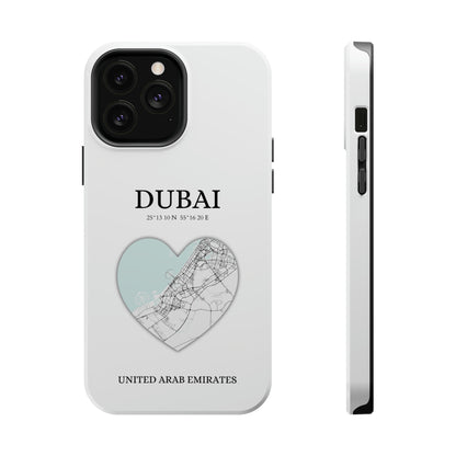 Dubai Heartbeat - White (iPhone MagSafe Case)Celestial Drive Revolutionize your iPhone's look and feel with RIMA Tough Phone Case – ultimate protection meets elegant style for iPhone 11-15. Grab yours now! 🛡️?imaGallery