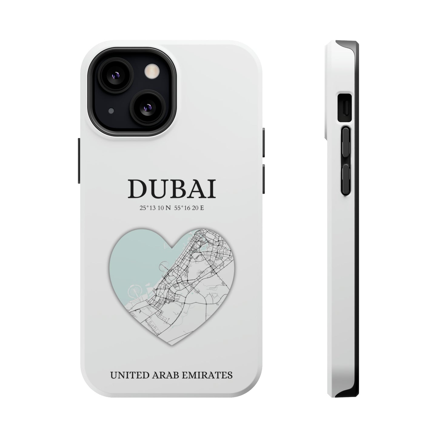 Dubai Heartbeat - White (iPhone MagSafe Case)Celestial Drive Revolutionize your iPhone's look and feel with RIMA Tough Phone Case – ultimate protection meets elegant style for iPhone 11-15. Grab yours now! 🛡️?imaGallery