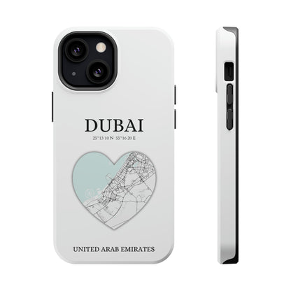Dubai Heartbeat - White (iPhone MagSafe Case)Celestial Drive Revolutionize your iPhone's look and feel with RIMA Tough Phone Case – ultimate protection meets elegant style for iPhone 11-15. Grab yours now! 🛡️?imaGallery