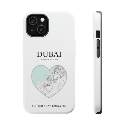 Dubai Heartbeat - White (iPhone MagSafe Case)Celestial Drive Revolutionize your iPhone's look and feel with RIMA Tough Phone Case – ultimate protection meets elegant style for iPhone 11-15. Grab yours now! 🛡️?imaGallery