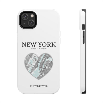 Elevate your iPhone with RimaGallery's New York Heartbeat case. Sleek design meets durability for stylish protection. Free US shipping.-York Heartbeat - White (iPhone Case 11-15)