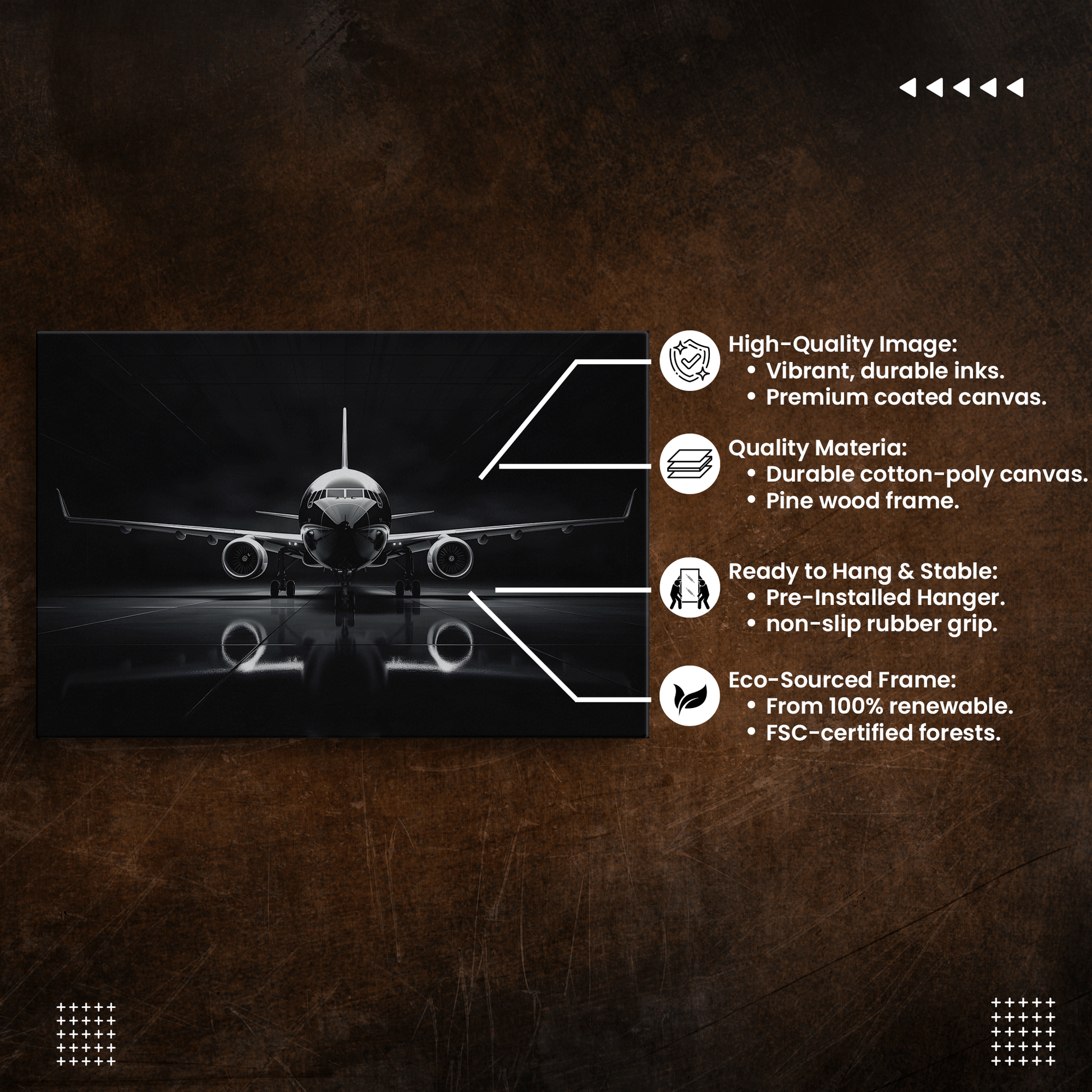 Black and White Airliner (Canvas  Matte finish, stretched, with a depth of 1.25 inches) Elevate your décor with RimaGallery’s responsibly made art canvases. Our eco--White Airliner (Canvas)