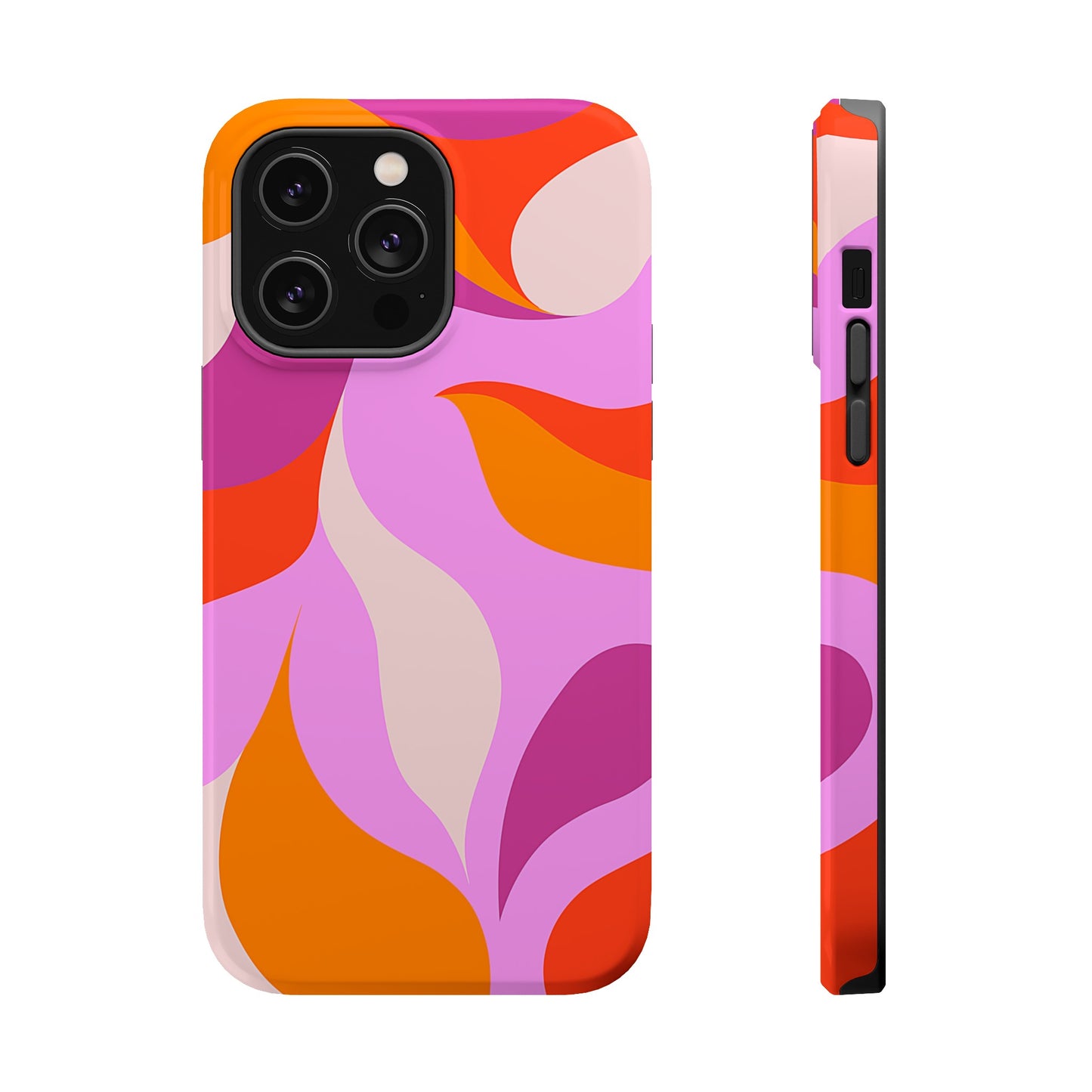 Peachy Swirls (iPhone MagSafe Case)Elevate your iPhone's protection and style with RimaGallery's Peachy Swirls design in sunset shades on a MagSafe Case against a dark backdrop. Enjoy dual-layer defenRimaGallery