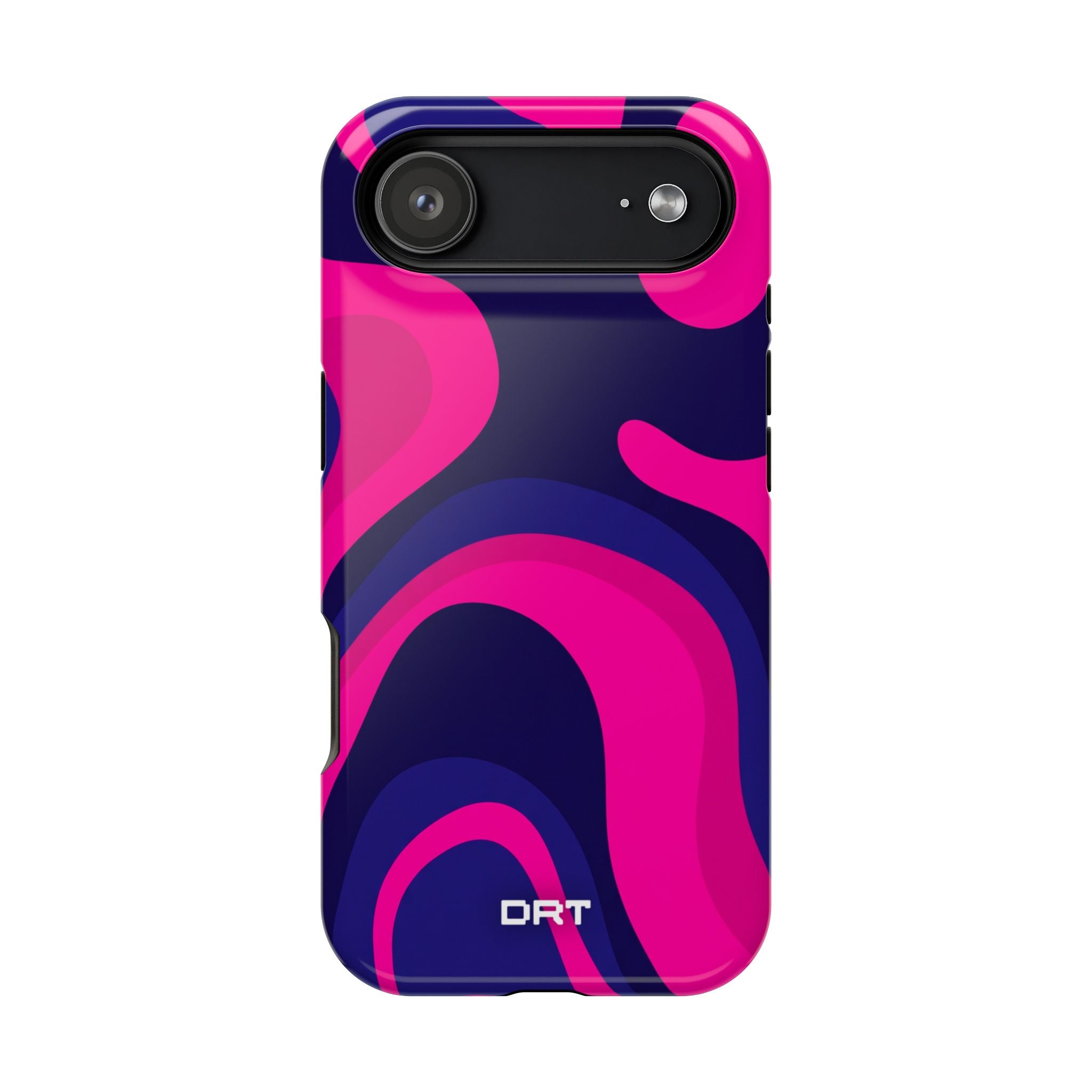 Magnetic Impact-Resistant Case — Neon Pink & Navy Swirl Phone Cover