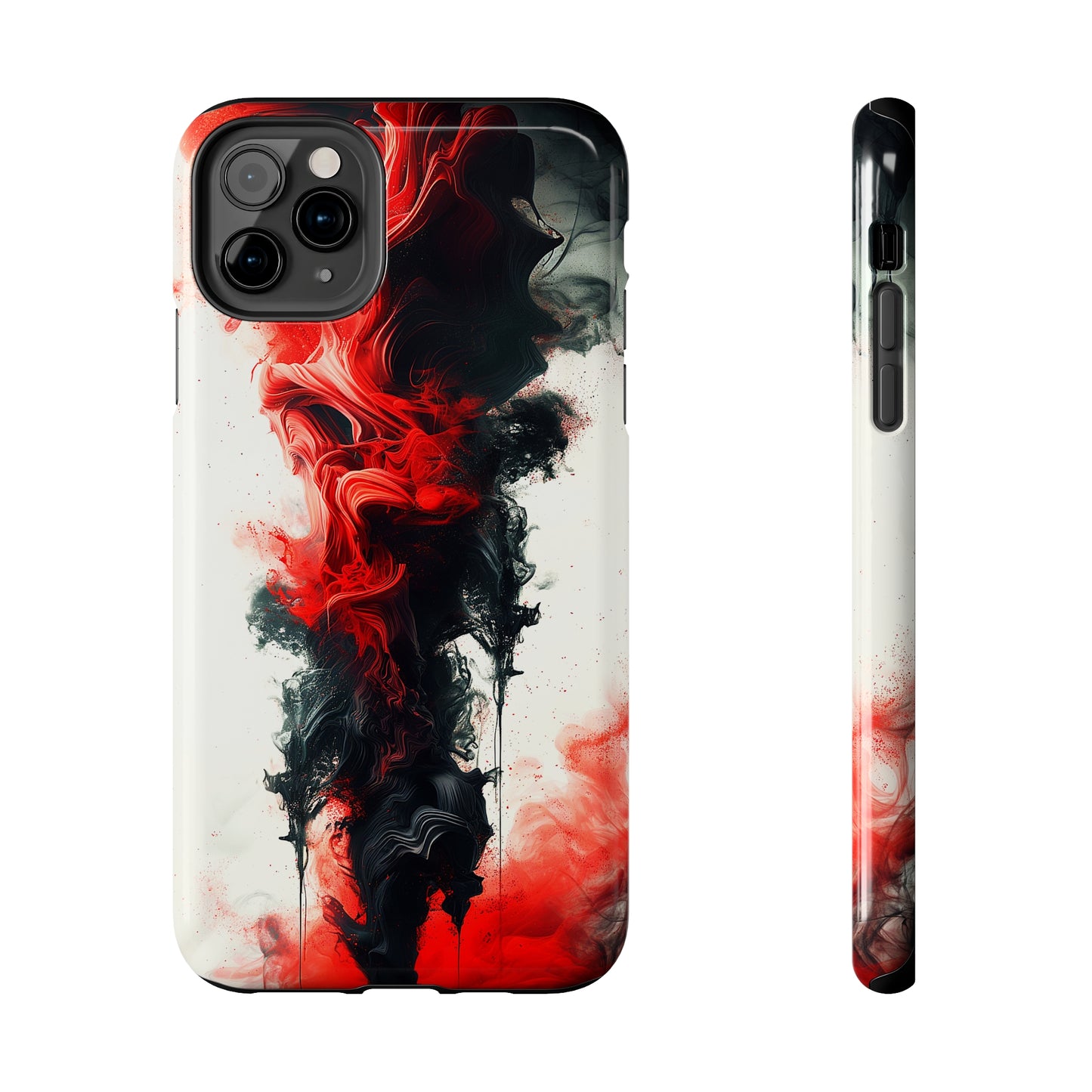 Ruby Ripples (iPhone Case 11-15)Elevate your iPhone's style with a Vibrant red ink flows on a tough case against a dark backdrop design. Sleek, durable protection for models 11-15. Free US shippingRimaGallery