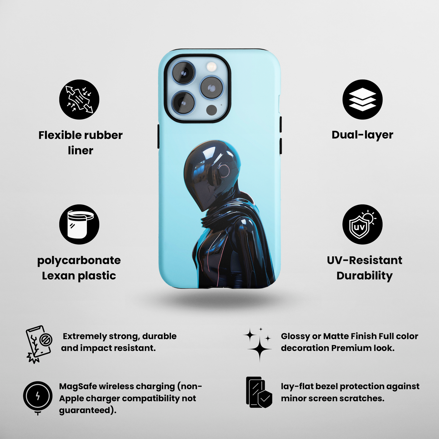 Sleek Cyborg (iPhone MagSafe Case)Sleek Cyborg MagSafe Durable Case: Style Meets Protection 📱✨
Upgrade your device with Rima Gallery's Sleek Cyborg MagSafe Durable Case. This case isn’t just about sRimaGallery