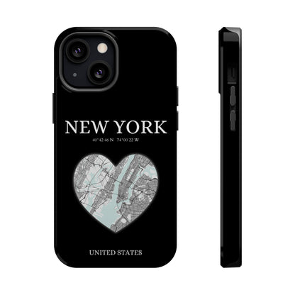 Elevate your iPhone's style with the New York Heartbeat Black MagSafe Case, offering robust protection, MagSafe compatibility, and a choice of matte or glossy finish-York Heartbeat - Black (iPhone MagSafe Case)