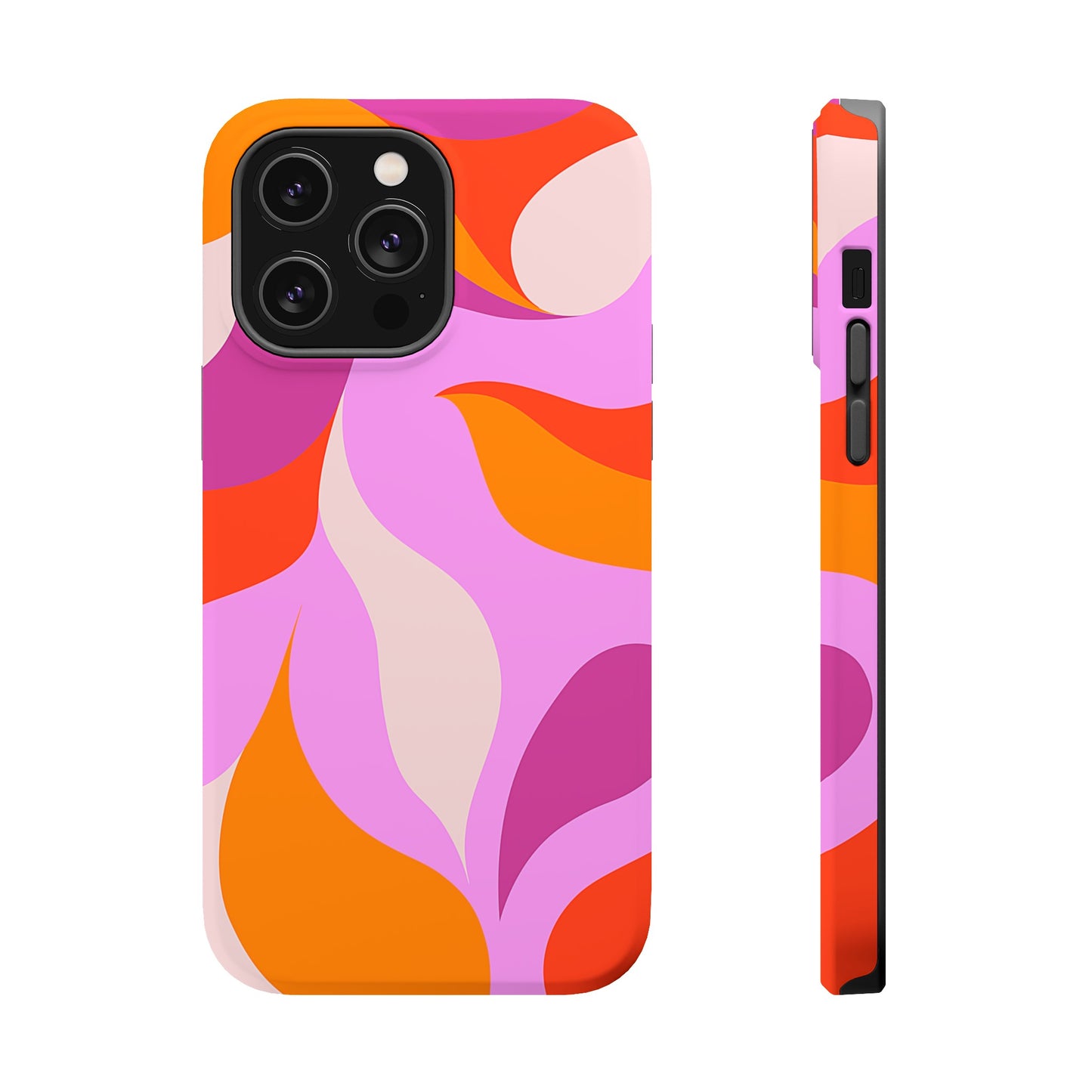 Peachy Swirls (iPhone MagSafe Case)Elevate your iPhone's protection and style with RimaGallery's Peachy Swirls design in sunset shades on a MagSafe Case against a dark backdrop. Enjoy dual-layer defenRimaGallery
