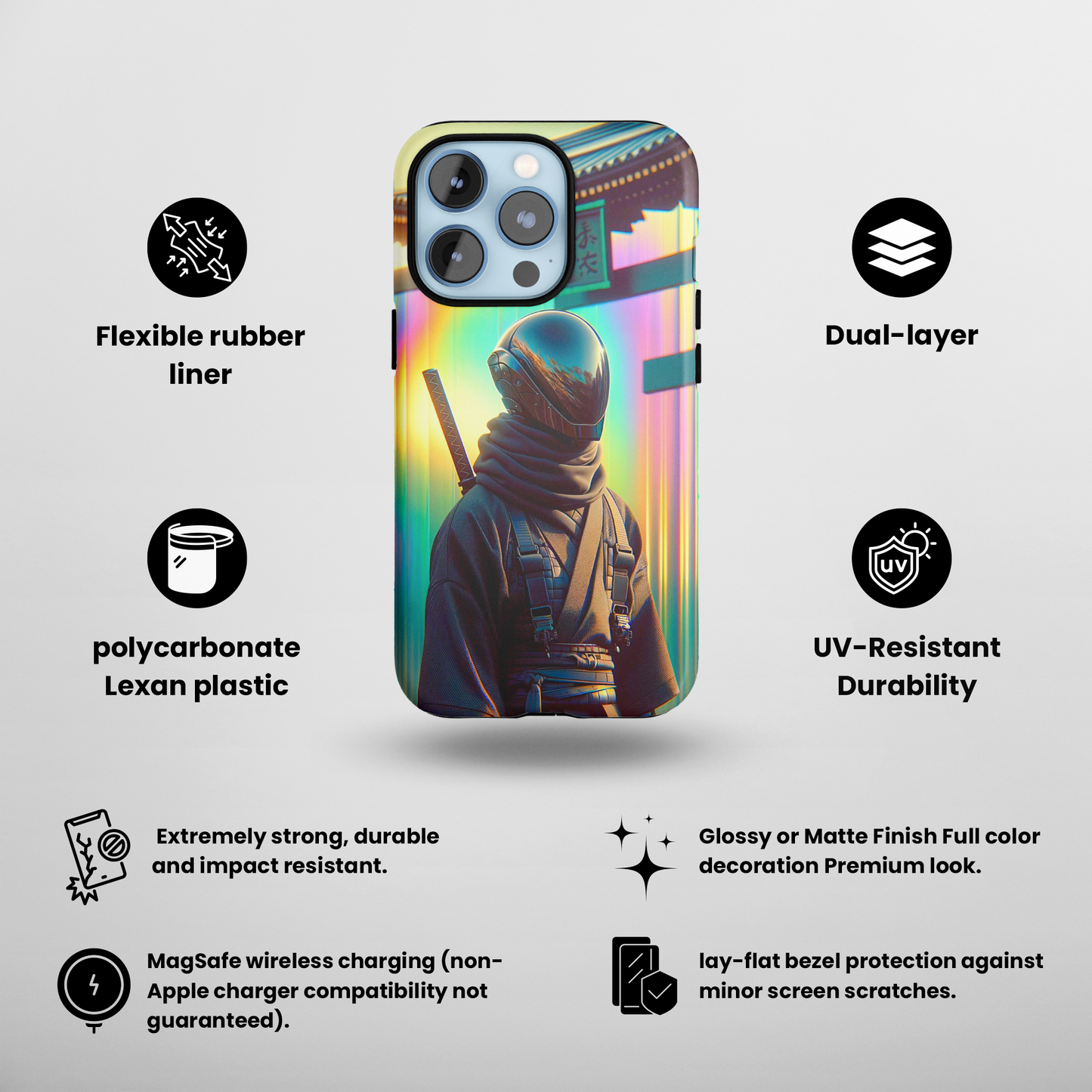 Samurai Synthwave (iPhone MagSafe Case)Samurai Synthwave MagSafe Durable Case: Style Meets Protection 📱✨
Upgrade your device with Rima Samurai Synthwave MagSafe Durable Case. This case isn’t just about sRimaGallery