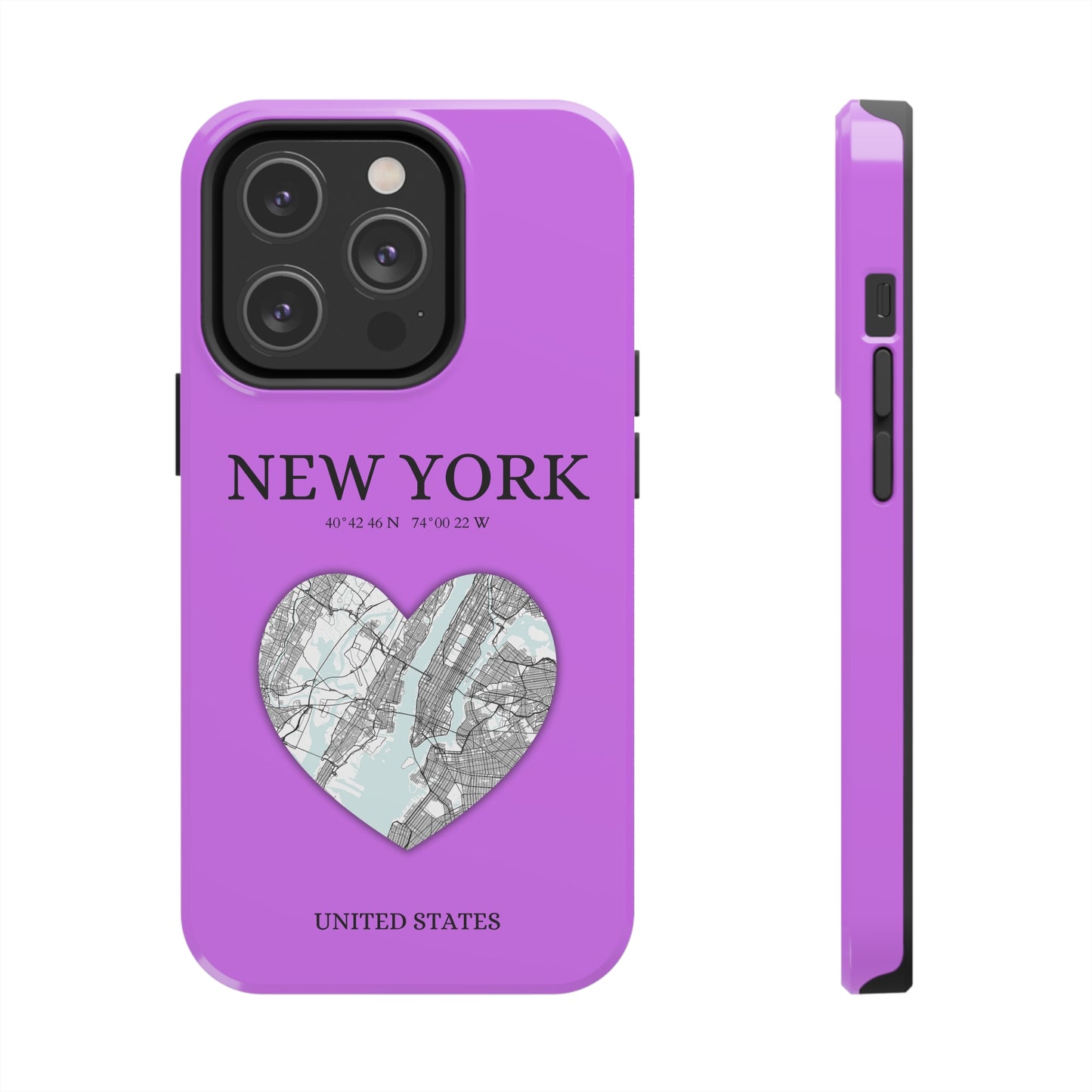 Secure your iPhone 11-15 with RIMA's durable case: Polycarbonate shell, rubber lining for shock absorption, and supports wireless charging-York Heartbeat - Purple (iPhone Case 11-15)