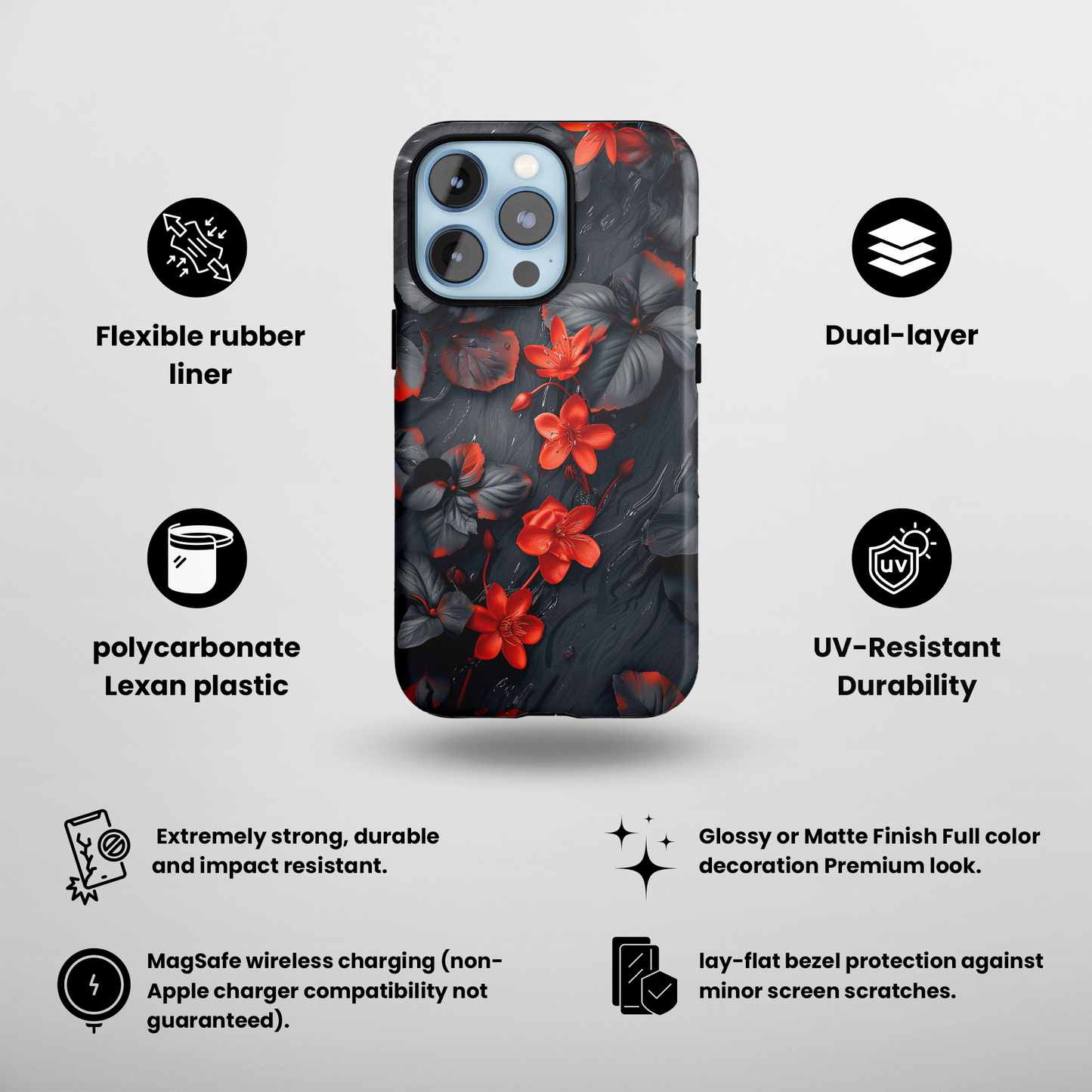 Midnight Bloom (iPhone MagSafe Case)Upgrade to our iPhone 13-15 MagSafe Case: Dual-layer protection, MagSafe ready, vibrant finishes, and shock-absorbing TPU for ultimate style &amp; safety. RimaGallery