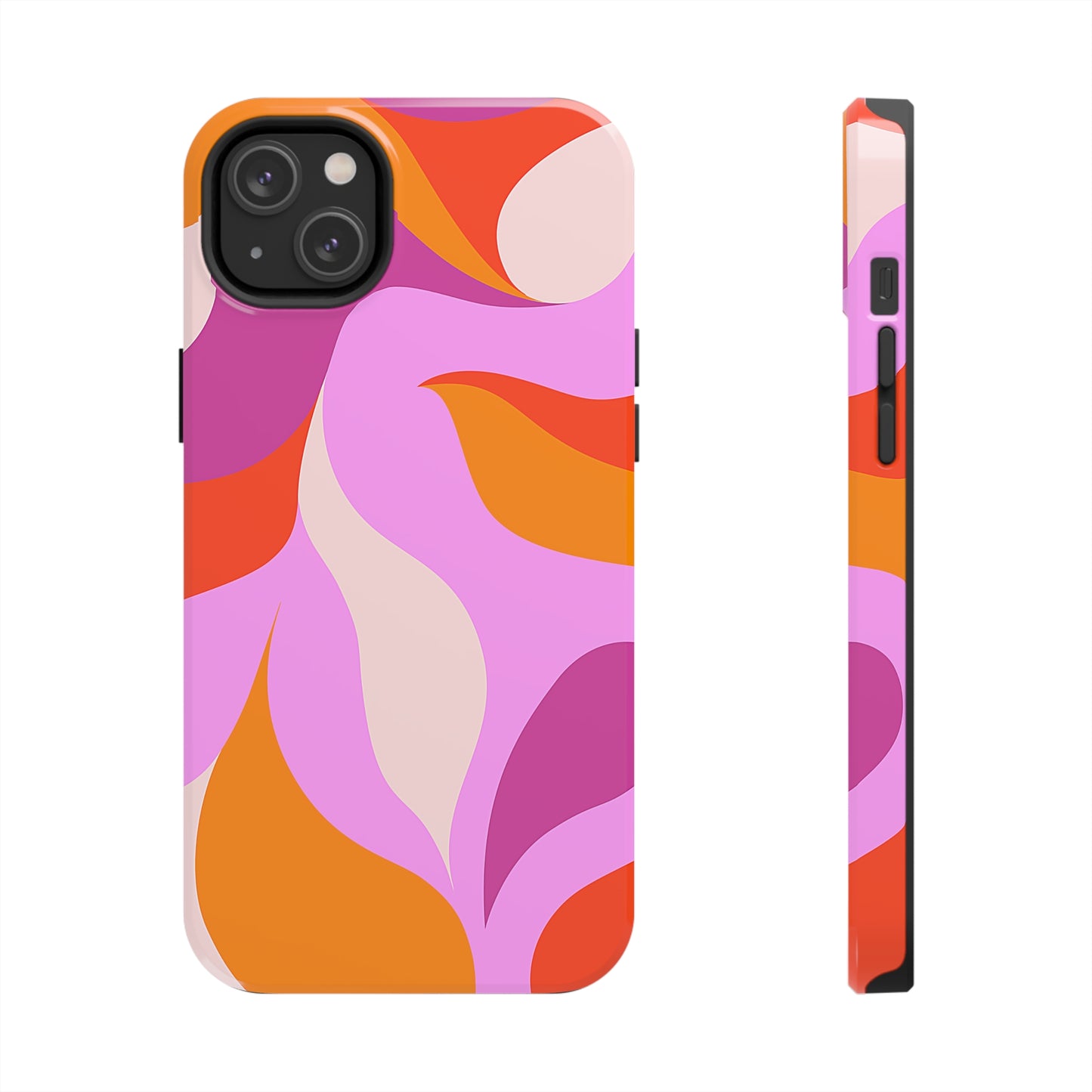 Peachy Swirls (iPhone Case 11-15)Elevate your iPhone's protection and style with RimaGallery's Peachy Swirls design in sunset shades On case, featuring dual-layer defense and a sleek, glossy finish.RimaGallery