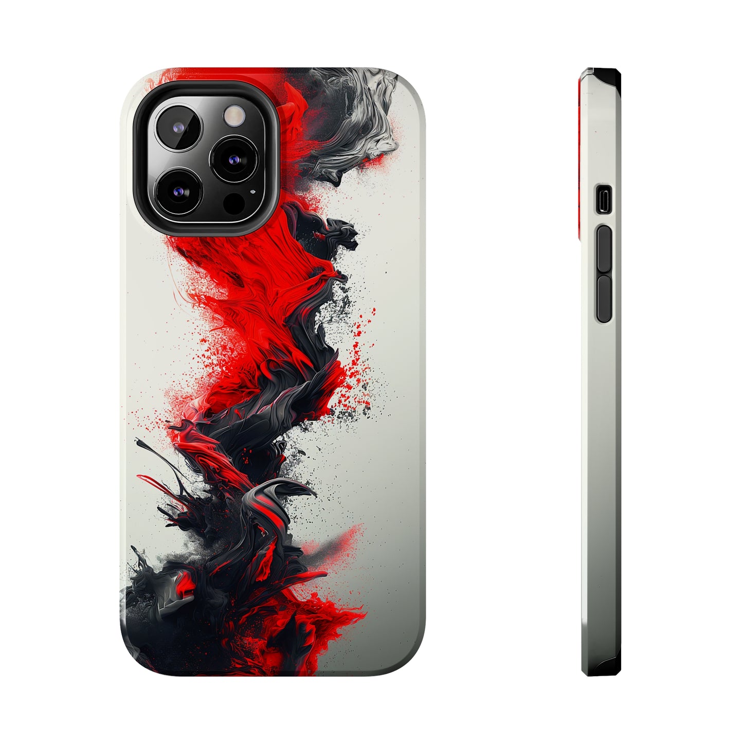 Scarlet Swish (iPhone Case 11-15)Elevate your iPhone's protection and style with RimaGallery's Artistic red and black abstract On case, featuring dual-layer defense and a sleek, glossy finish. Free RimaGallery
