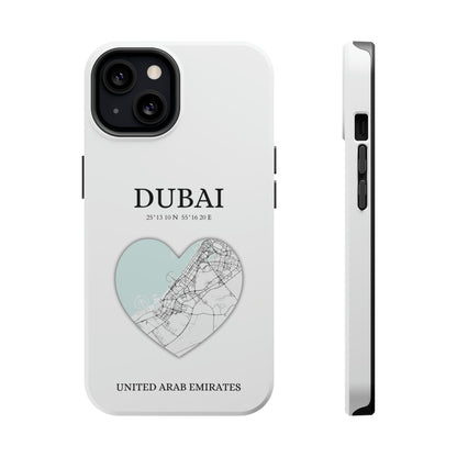 Dubai Heartbeat - White (iPhone MagSafe Case)Celestial Drive Revolutionize your iPhone's look and feel with RIMA Tough Phone Case – ultimate protection meets elegant style for iPhone 11-15. Grab yours now! 🛡️?imaGallery