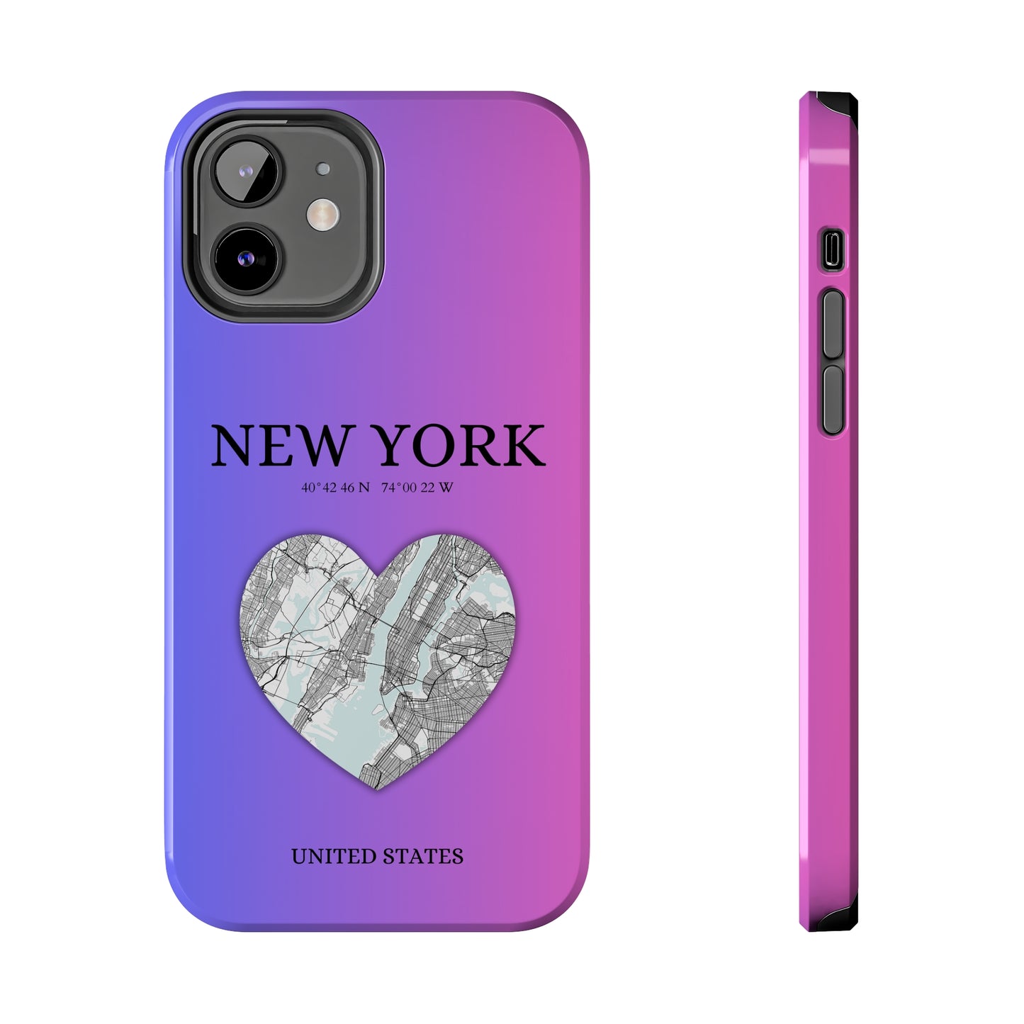 Elevate your iPhone with RimaGallery's New York Heartbeat case. Sleek design meets durability for stylish protection. Free US shipping.-York Heartbeat - Magenta (iPhone Case 11-15)