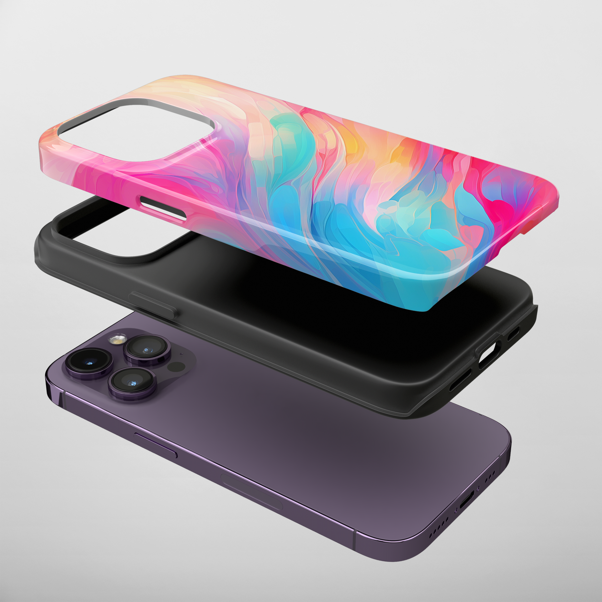 Swirling Color Symphony (iPhone Case 11-15)Unrivaled Protection &amp; Elegance for iPhone Enthusiasts: "Elevate your iPhone 11 to 15's style &amp; safety with the RIMA Tough Phone Case. Featuring robust doublRimaGallery