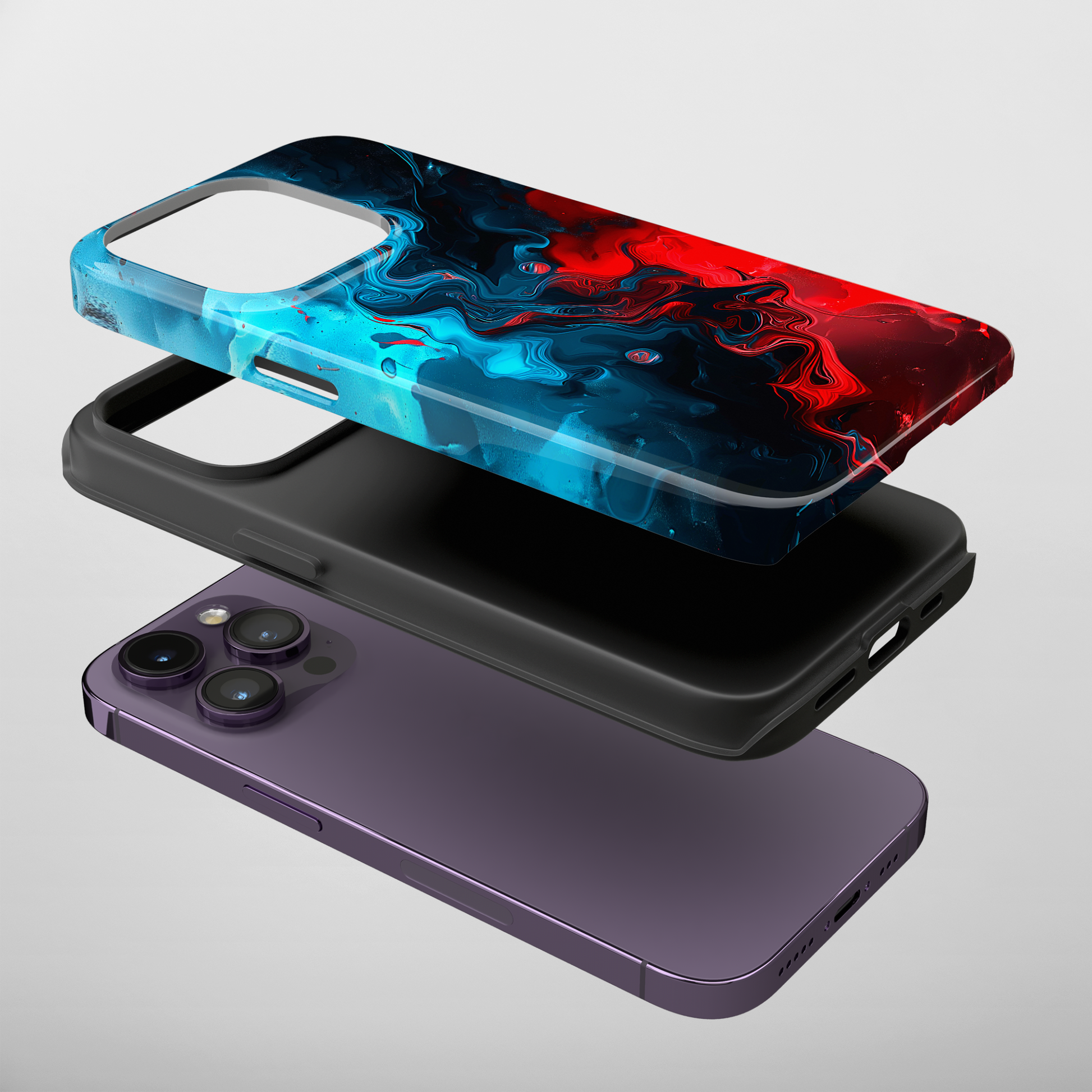 Whimsy Waves (iPhone Case 11-15)Elevate your iPhone's style with a Swirling red and blue design on a tough case. Sleek, durable protection for models 11-15. Free US shipping.RimaGallery