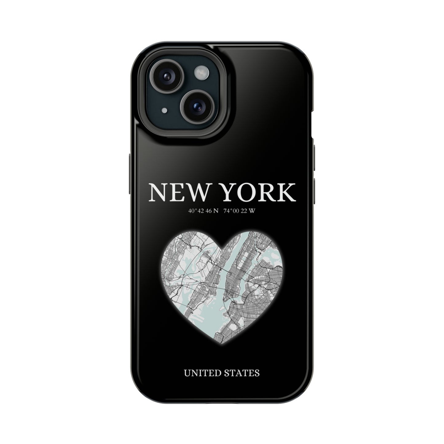 Elevate your iPhone's style with the New York Heartbeat Black MagSafe Case, offering robust protection, MagSafe compatibility, and a choice of matte or glossy finish-York Heartbeat - Black (iPhone MagSafe Case)