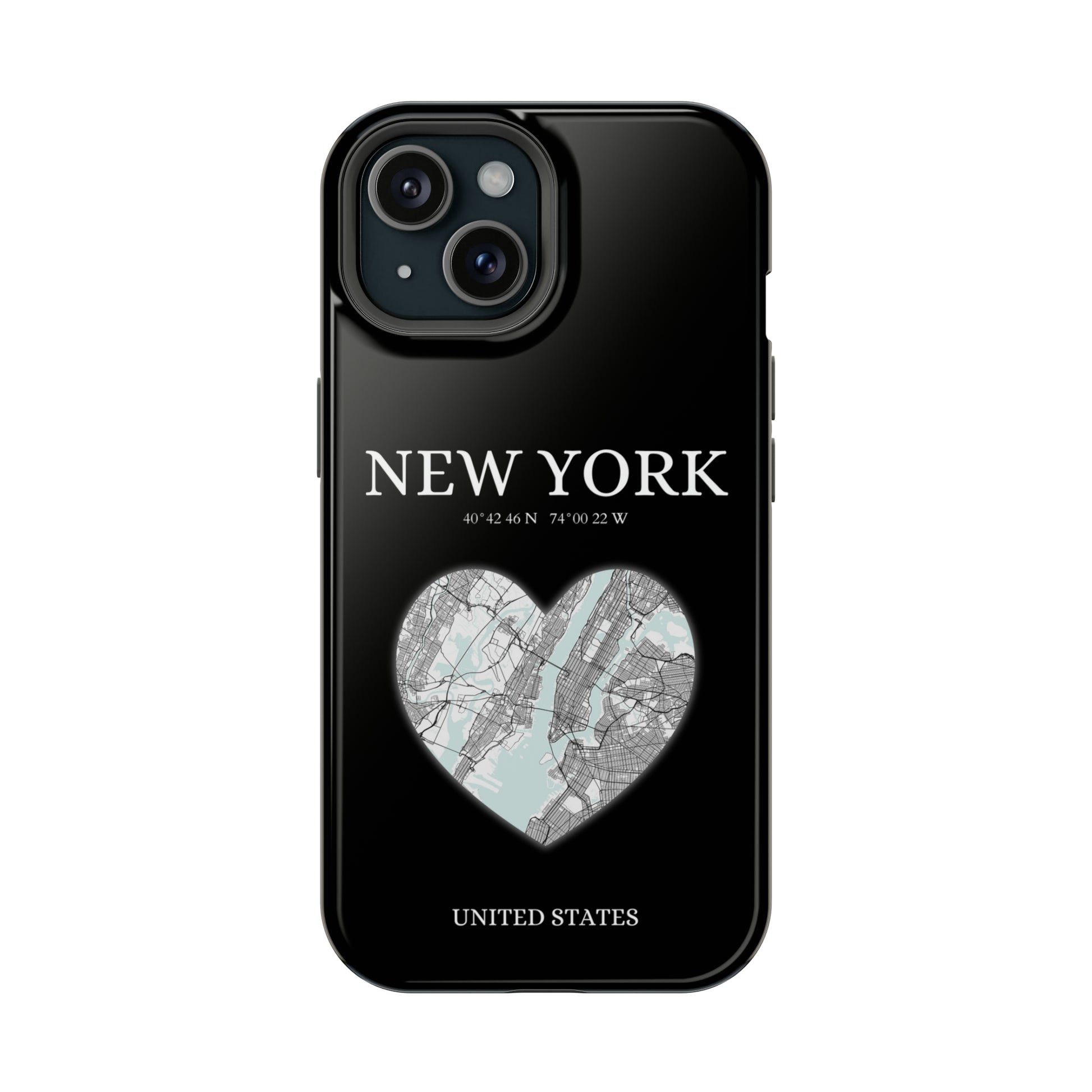 Elevate your iPhone's style with the New York Heartbeat Black MagSafe Case, offering robust protection, MagSafe compatibility, and a choice of matte or glossy finish-York Heartbeat - Black (iPhone MagSafe Case)