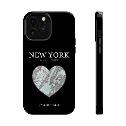 Elevate your iPhone's style with the New York Heartbeat Black MagSafe Case, offering robust protection, MagSafe compatibility, and a choice of matte or glossy finish-York Heartbeat - Black (iPhone MagSafe Case)