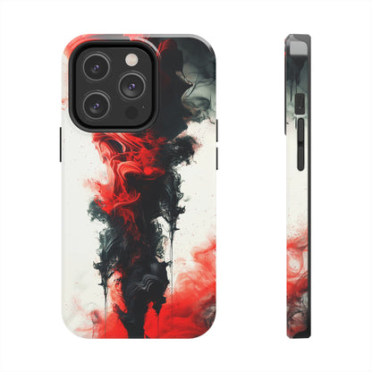 Ruby Ripples (iPhone Case 11-15)Elevate your iPhone's style with a Vibrant red ink flows on a tough case against a dark backdrop design. Sleek, durable protection for models 11-15. Free US shippingRimaGallery